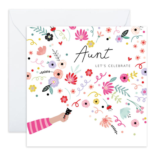 Thank You Card For Aunt - Aunt Celebrate Party. - Pretty Greeting Cards For Auntie - Greeting Cards For Her - Gifts From Niece Nephew - Gift Card For Woman - Comes With Fun Stickers - By Central 23