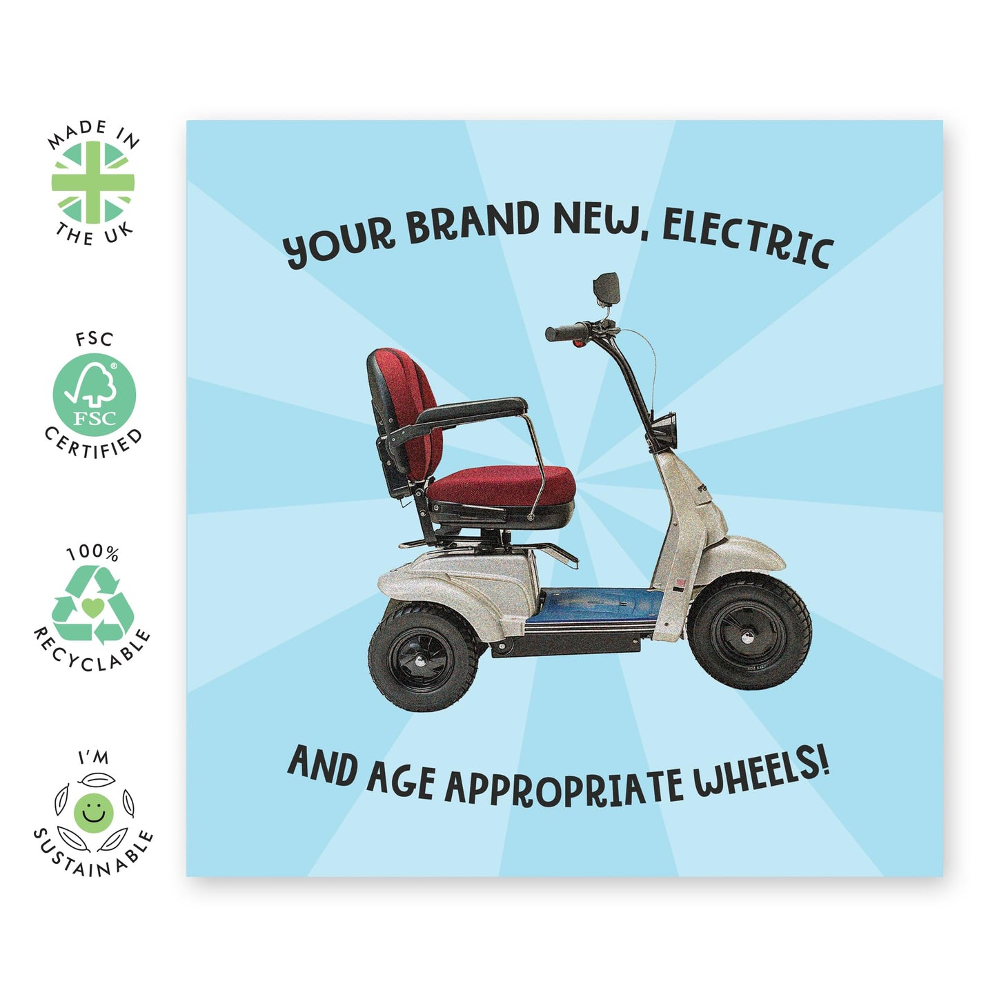 Funny Birthday Card For Mum Dad - Age Appropriate Wheels - Humorous Banter - Birthday Cards For Men Women - Gifts For Grandad Nana Uncle Auntie - Comes With Stickers - By Central 23