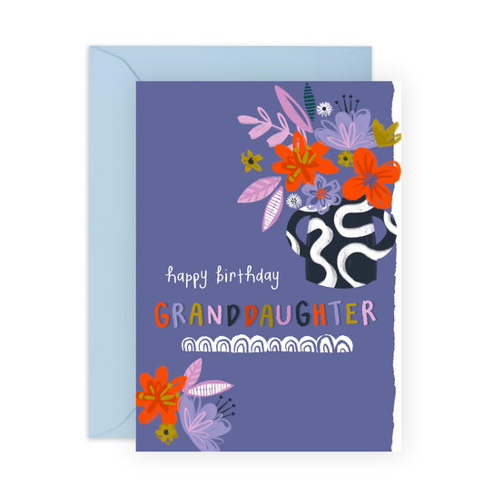 Birthday Card For Her - Birthday Granddaughter Purple Bouquet - Floral Birthday Card - Birthday Card From Grandma - Pretty Greeting Cards - Gift For Women - Comes With Fun Stickers - By Central 23