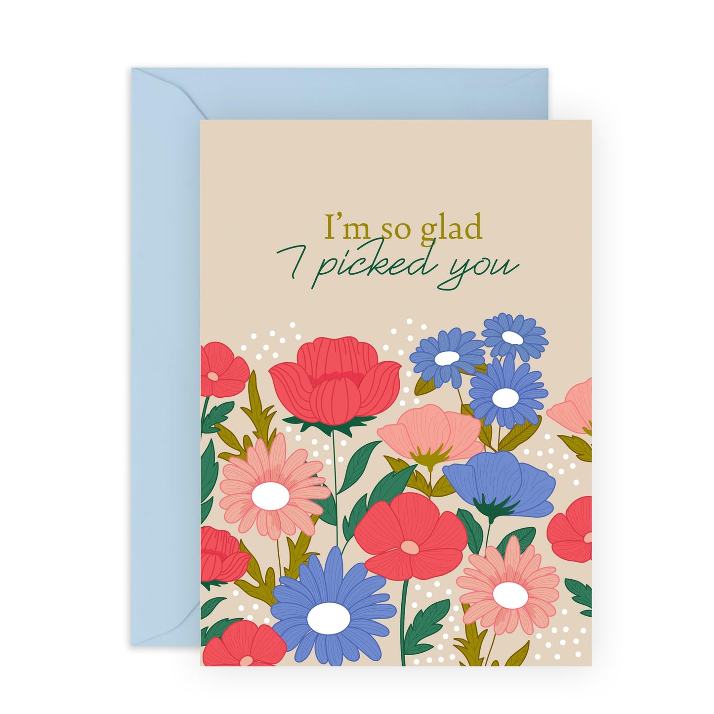 Flowers Love Card - 'Picked You Flowers' - Romantic Gifts for Husband, Wife, Partner, Other Half, Married Couples, Girlfriend, Boyfriend - Valentines Day Present - Comes with Fun Stickers