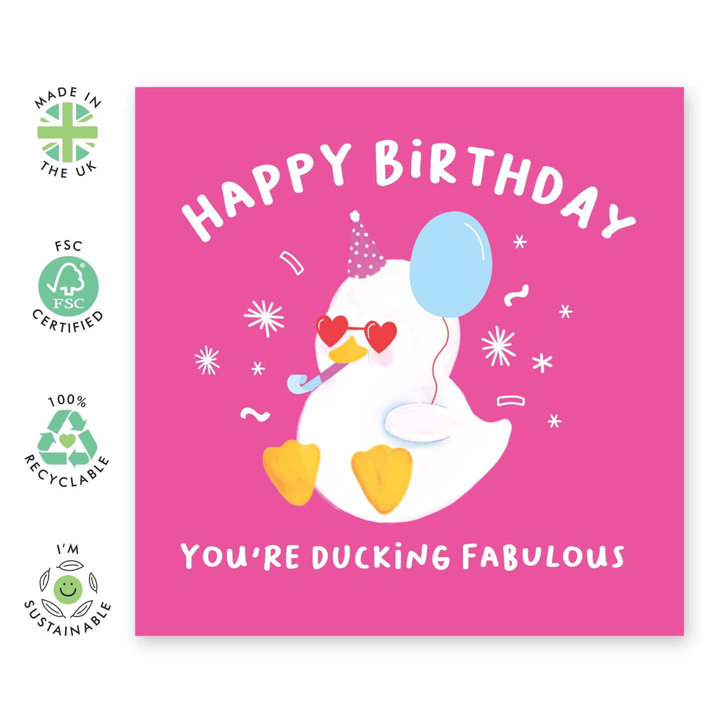 Best Friend Birthday Card - You're Ducking Fabulous - Funny Puns Humour - Witty Gifts For Women Her Female - Aunt Birthday Card - Wife Birthday Card - Comes With Stickers By Central 23