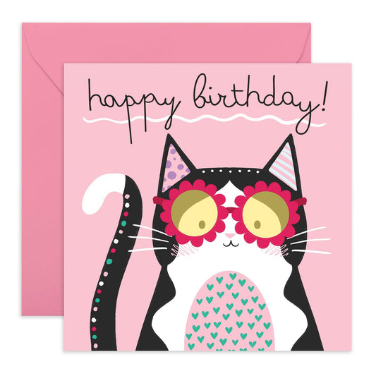 Birthday Card Cute Cat In Shades- 'Birthday Funky Cat' - Gifts for Fur Mum, Best Friends, Besties, BFF, Girlfriends, Sister, Sis, Gals, Colleagues - Fab - Comes with Fun Stickers