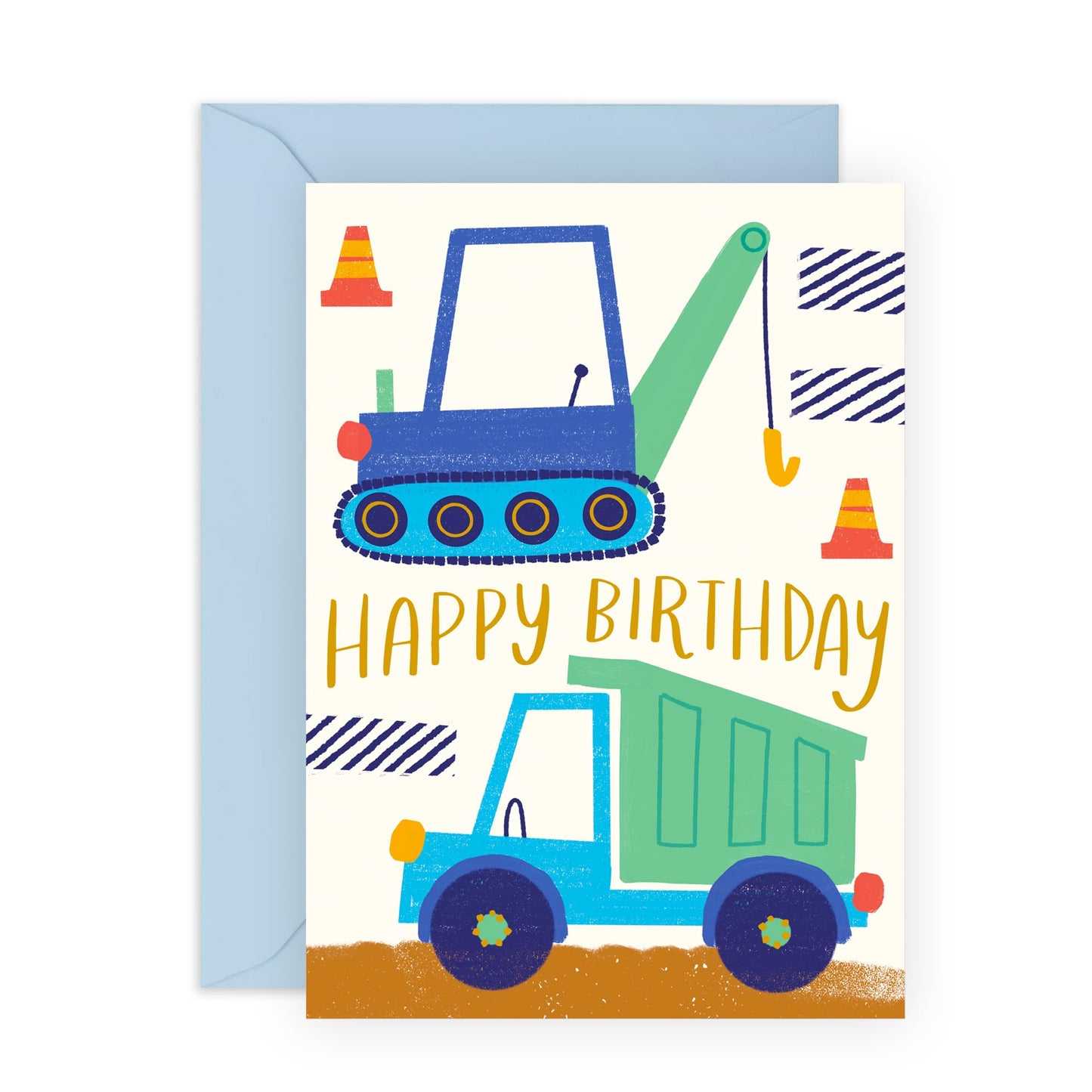 Birthday Card for Boys– Fun Digger & Dump Truck Construction Theme – Gifts for Kids, Son, Grandson, Toddler, Children, Godson, Nephew, Cousin, Little Brother & Vehicle Lovers –Comes with Fun Stickers