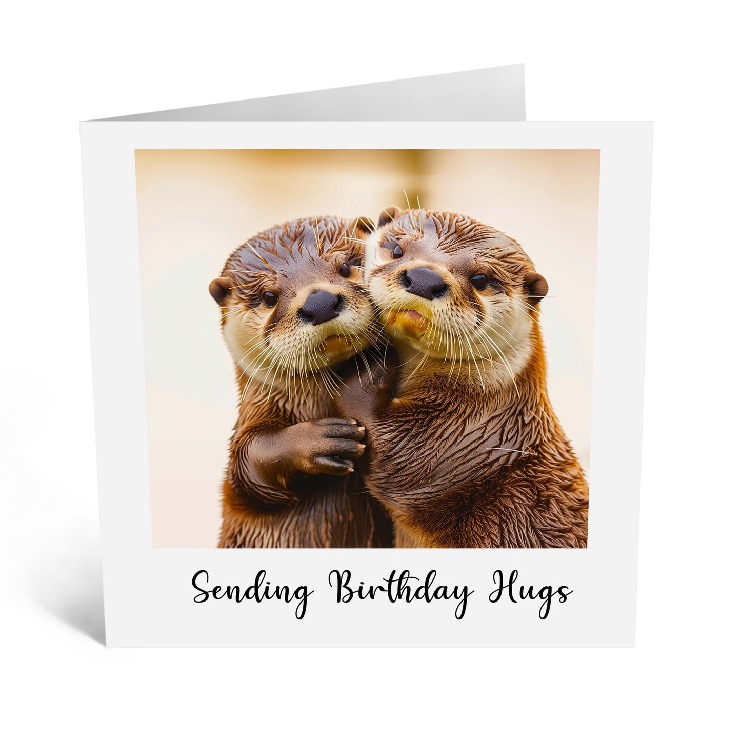 Birthday Greeting Card - 'BIRTHDAY HUGS OTTERS' - Perfect for Sending Warm & Cuddly Wishes with Adorable Otter Illustrations - Ideal for Adding a Touch of Sweetness - Comes With Stickers By Central 23