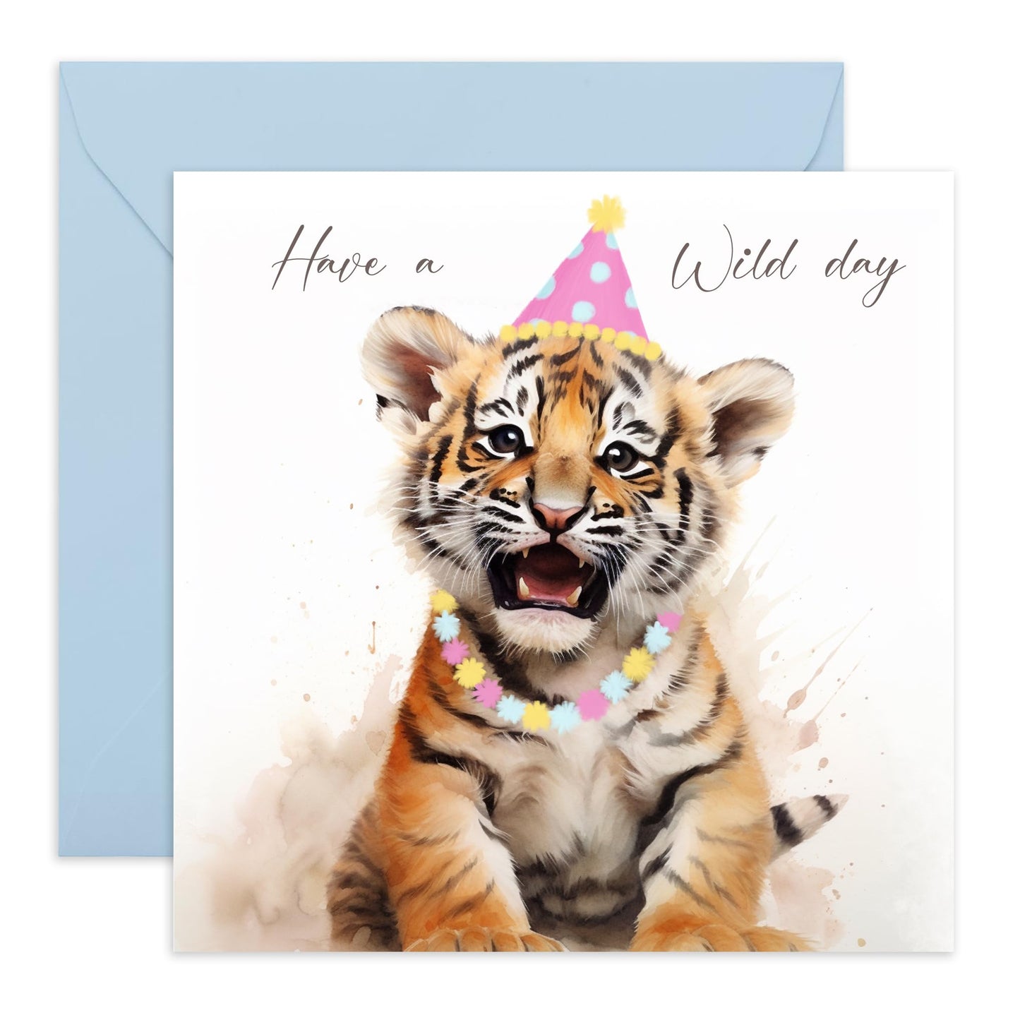 Birthday Card Boys Girls - Have A Wild Day Birthday Tiger - Birthday Greeting Card For Teens - Birthday Gifts For Animal Lovers - Birthday Card For Friends - Comes With Fun Stickers By Central 23