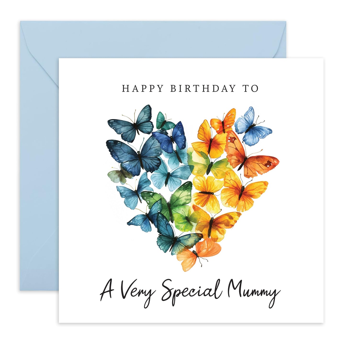 Cute Mother's Birthday Card - 'Mummy Birthday Butterfly' - Presents for Mother, Mum, Mammy, Mama - Heart Shaped - Comes with Fun Stickers