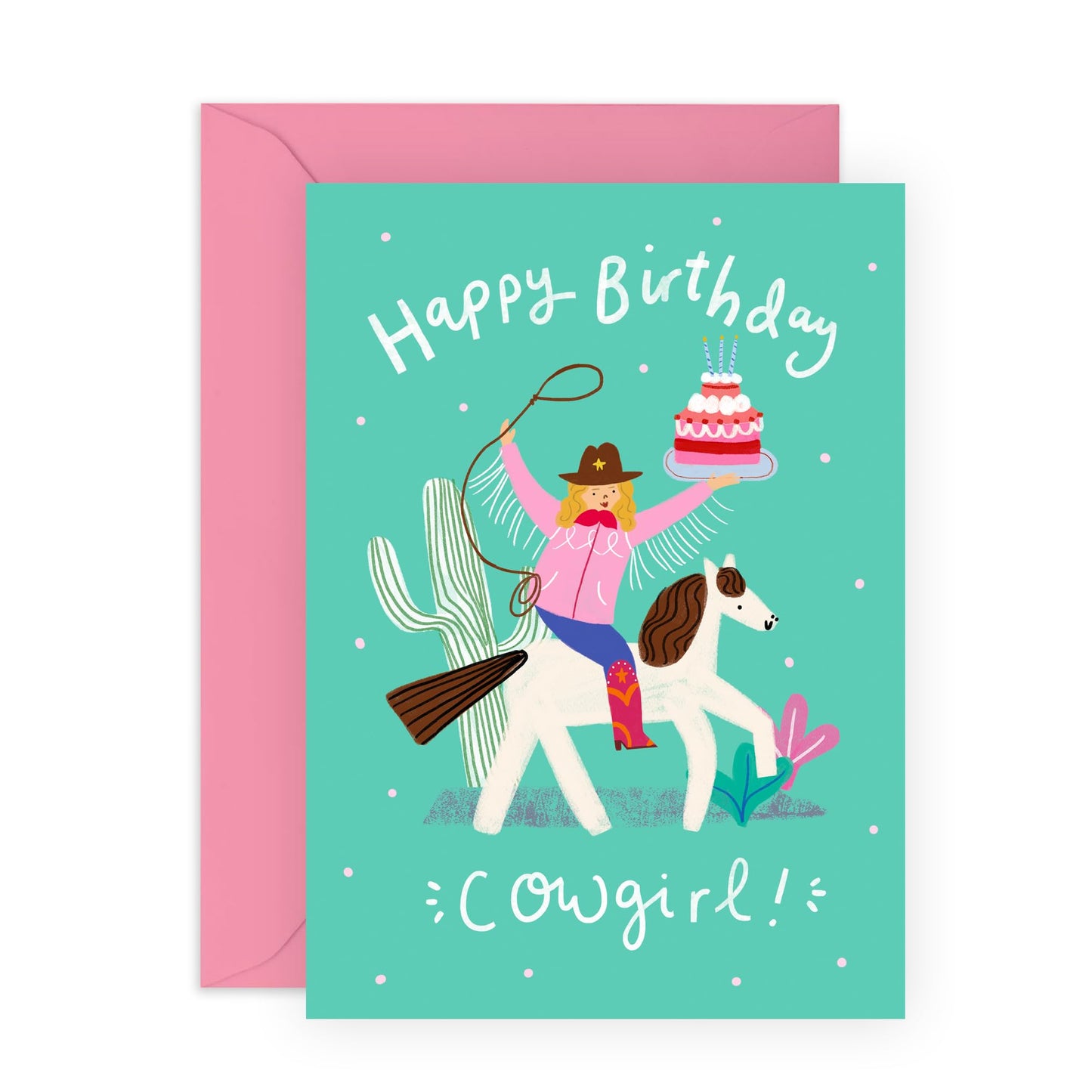 Birthday Card for Country Girls - 'HBD Cowgirl' - Gifts for Her, Women, Wife, Sister, Coleagues, Mum, Grandma - Rodeo - Comes with Fun Stickers