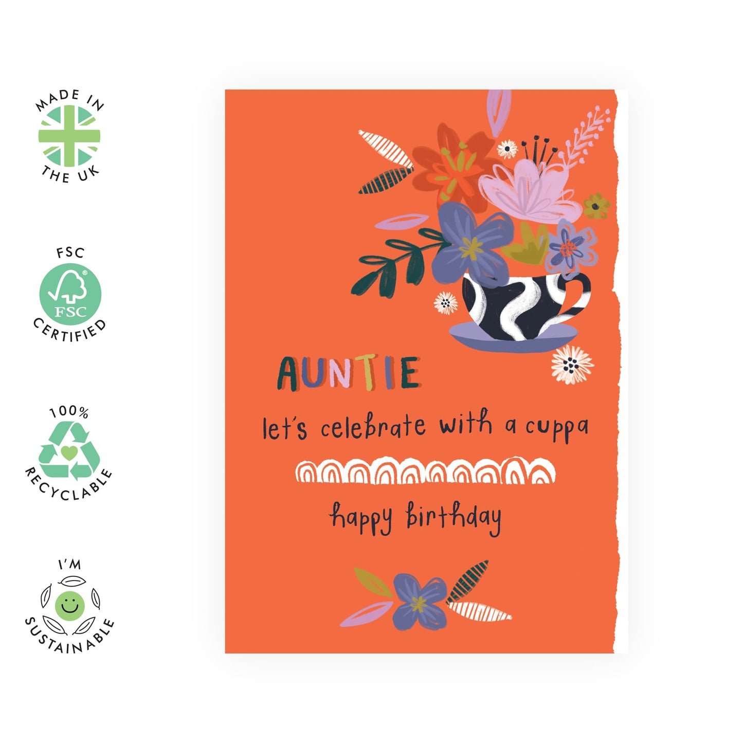 Birthday Card - Birthday Auntie Orange Bouquet - Floral Birthday Card - Birthday Card From Nephew Niece - Pretty Greeting Cards For Women - Gifts For Women - Comes With Fun Stickers - By Central 23