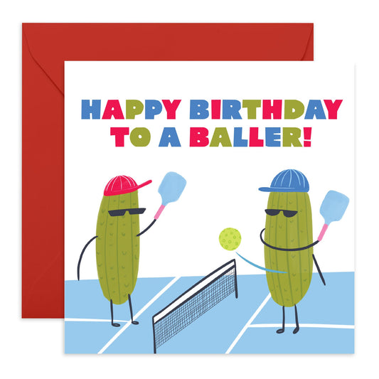 Funny Birthday Cards For Dad - Happy Birthday Pickleballer - Greeting Cards For Men Papa Pop Daddy - From Daughter Son - Comes With Stickers By Central 23