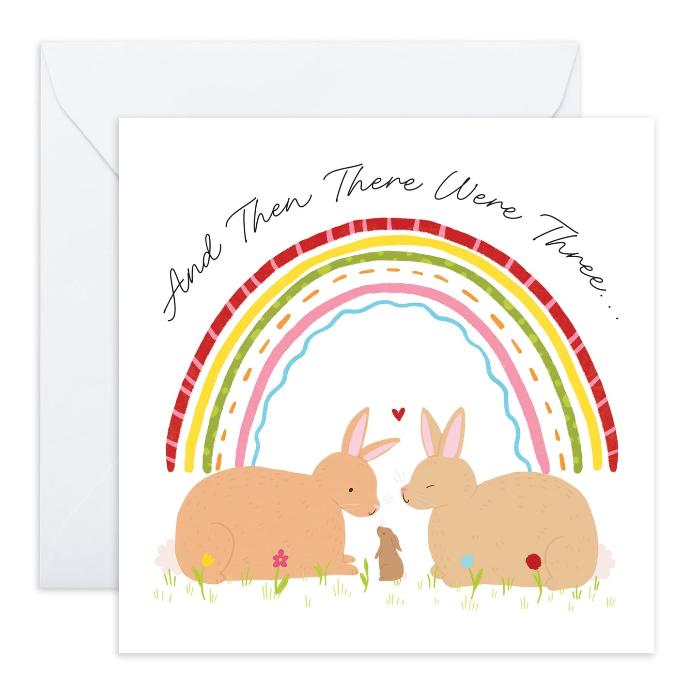 Newborn Baby Congratulations Card - 'New Baby Then There Were Three' - Gifts for BFF, Bestie, Sister, Brother, Relatives, New Parents, Cousin, Son, Daughter - Family - Comes with Fun Stickers