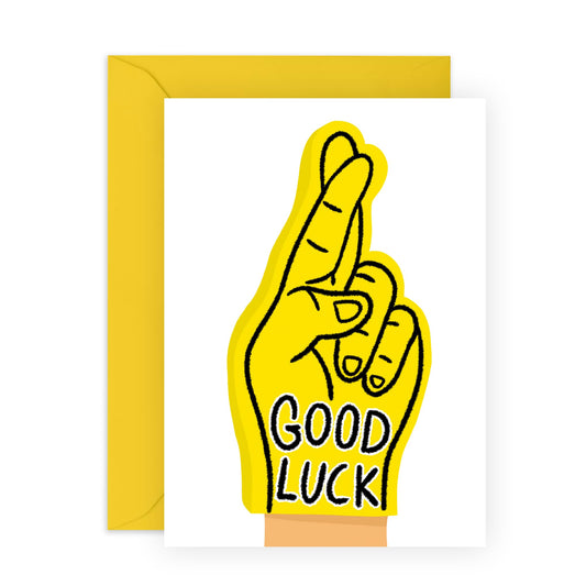 Encouragement Greeting Card - 'Good Luck' - Encouraging Gifts for Best Friends, Besties, BFF, Sister, Co-workers, Colleagues, Mates, Family - Fingers Crossed - Comes with Fun Stickers