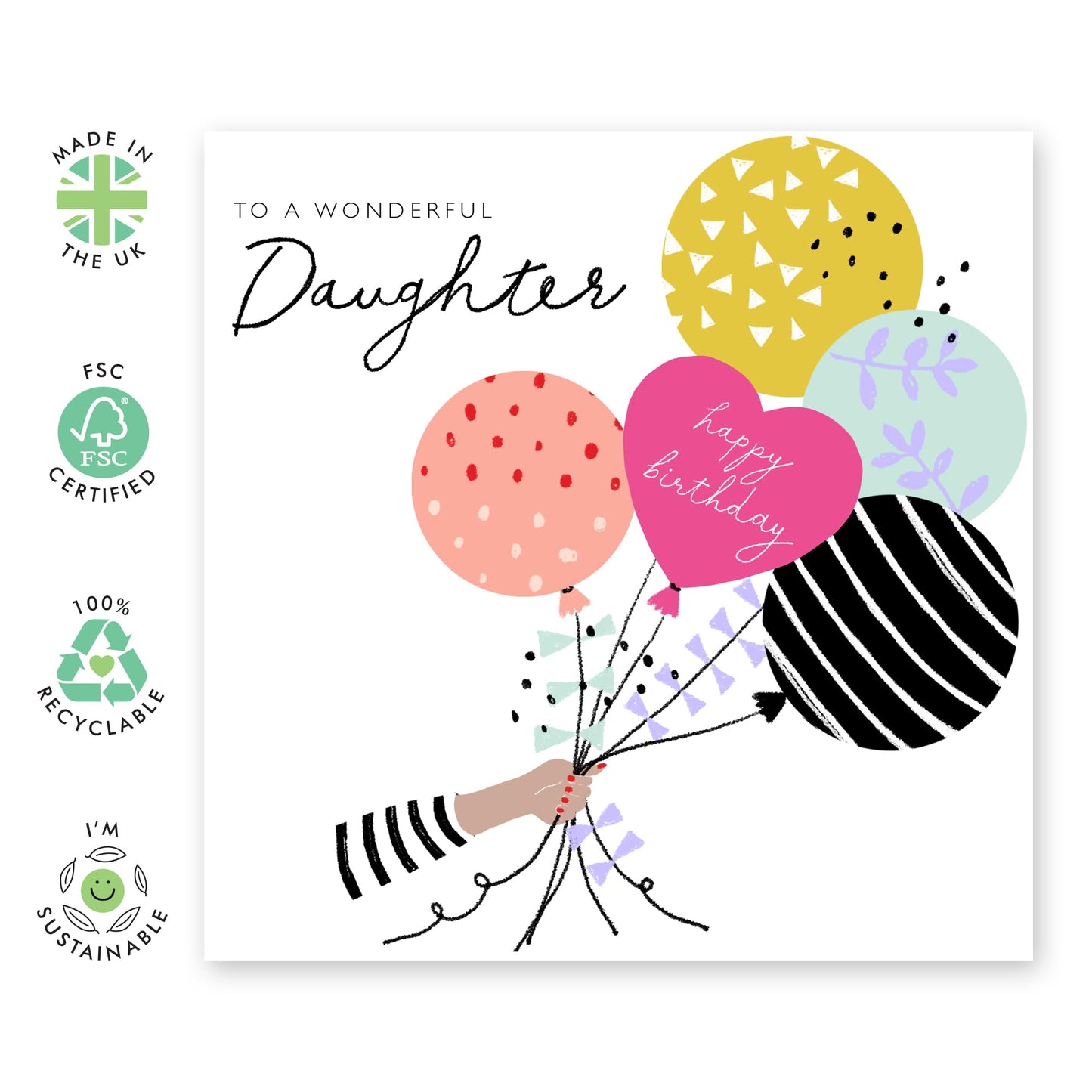 Daughter Birthday Cards And Envelopes - To A Wonderfull Daughter - Floral Birthday Cards For Women - Sweet Gifts For Her Female - Mothers Day - Comes With Stickers By Central 23