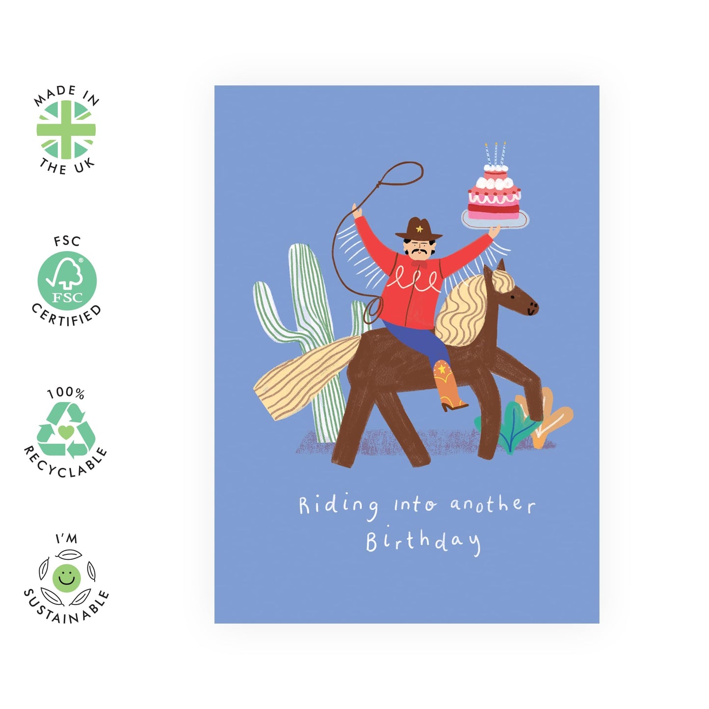 Birthday Card Yeehaw for Him - 'Riding Into Another Birthday Cowboy' - Gifts for Men, Husband, Boyfriend, Colleague, Brother, Father, Dad - Rodeo - Comes with Fun Stickers