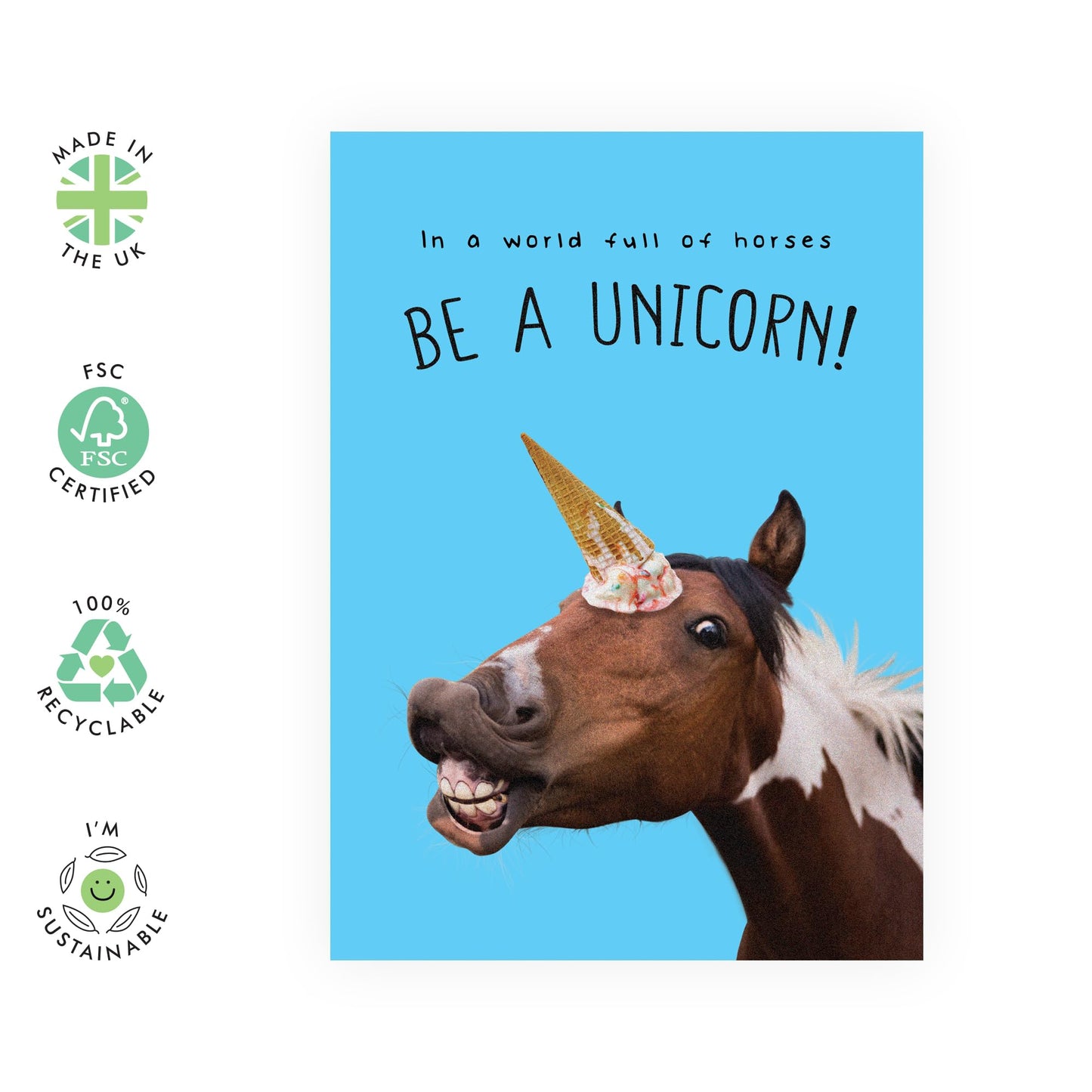 Funny Birthday Card For Women - Be A Unicorn - Humorous Greeting Cards Birthday Female - Birthday Cards For Her - Humour Lol - Comes With Stickers - By Central 23