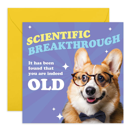 Funny Dog Birthday Card - 'Scientific Breakthrough' - Present for Dog & Pet Lovers, Fur Parents & Owners - Backed with Science Facts - Comes with Fun Stickers