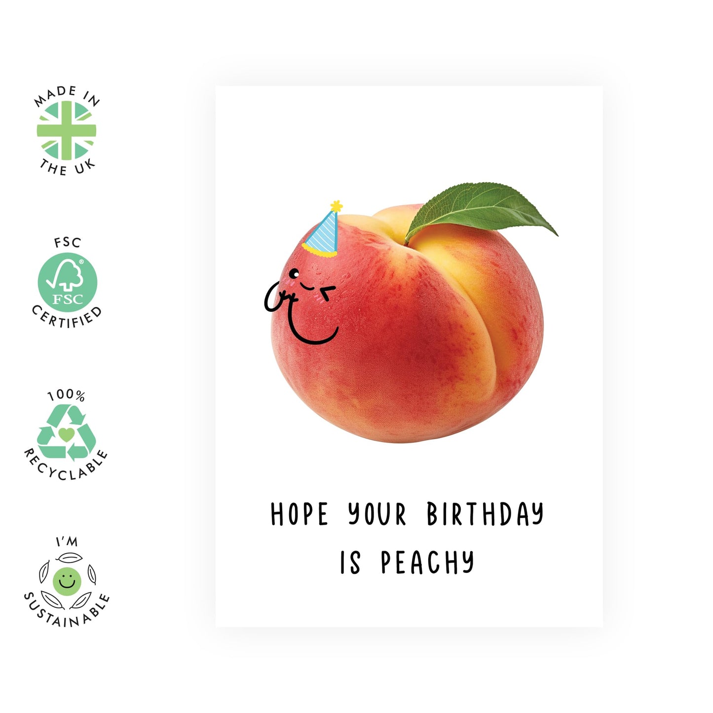 Happy Birthday Card - Peachy Birthday - Funny Greeting Cards For Son Daughter Nephew Niece - Hilarious Birthday Card For Girls And Boys - Comes With Stickers By Central