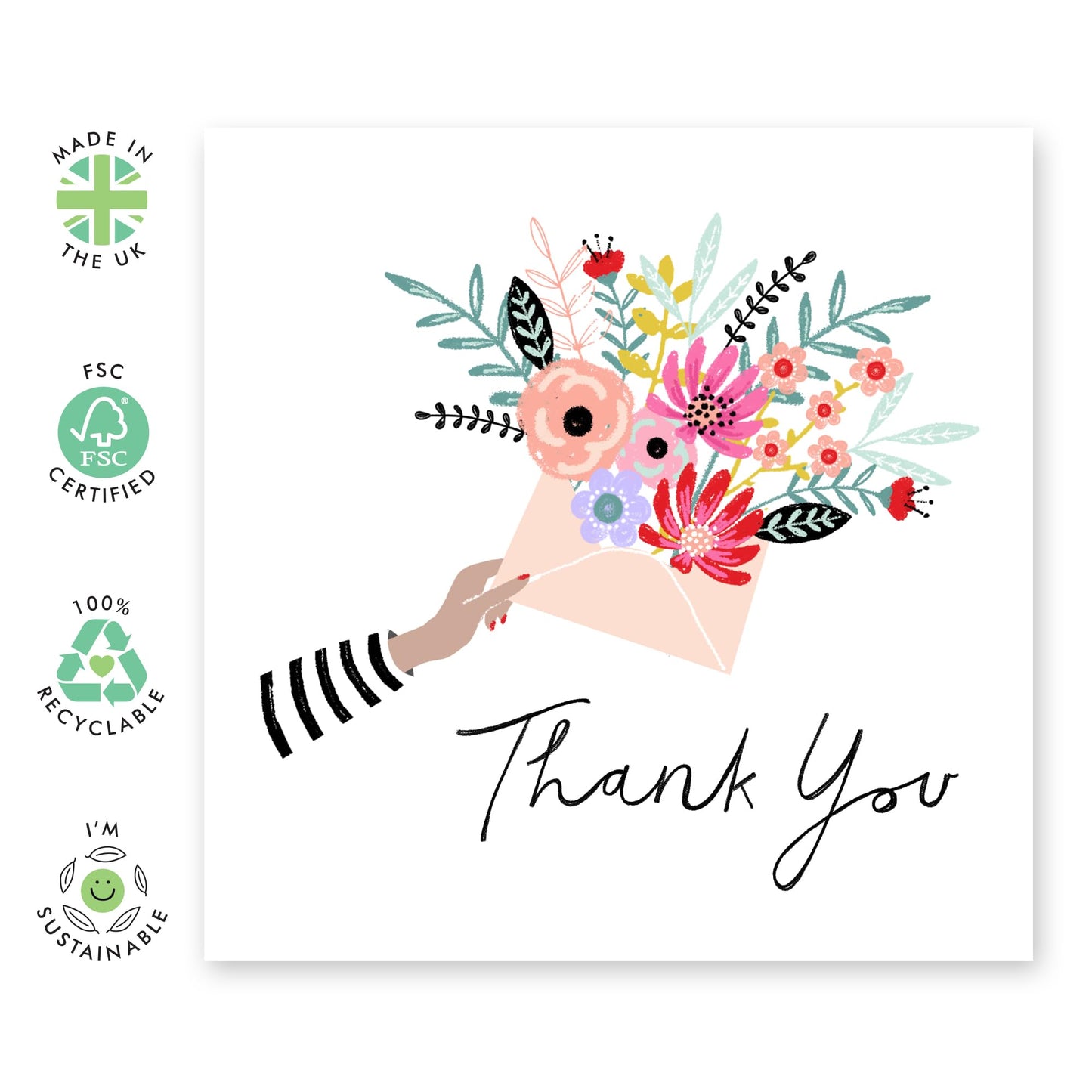 Thank You Notes And Envelopes - Floral Gifts For Her - Thank You Cards Wedding Baby Shower Christening - Floral Cards For Women Student Teacher Doctor - Comes With Stickers By Central 23