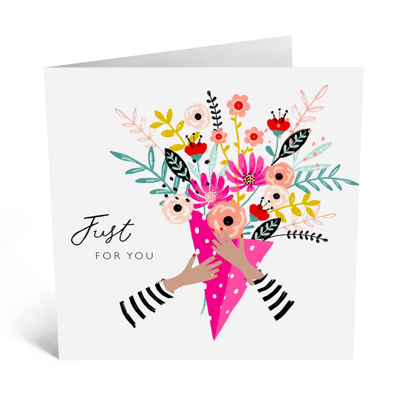 All Occassion Greeting Card With Envelope - Mother's Day, Valentine, Thank You, Anniversary Cards For Women Her - Flower Bouquet - Comes With Fun Stickers By Central 23