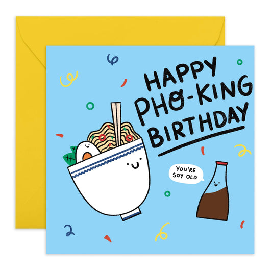 Funny Birthday Cards For Men And Women - Pho-king Bday - Asian Food Puns - Noodles - Humourous Greeting Cards For Friends Sister - Gifts For Him Her Mum Dad - Comes With Fun Stickers By Central 23