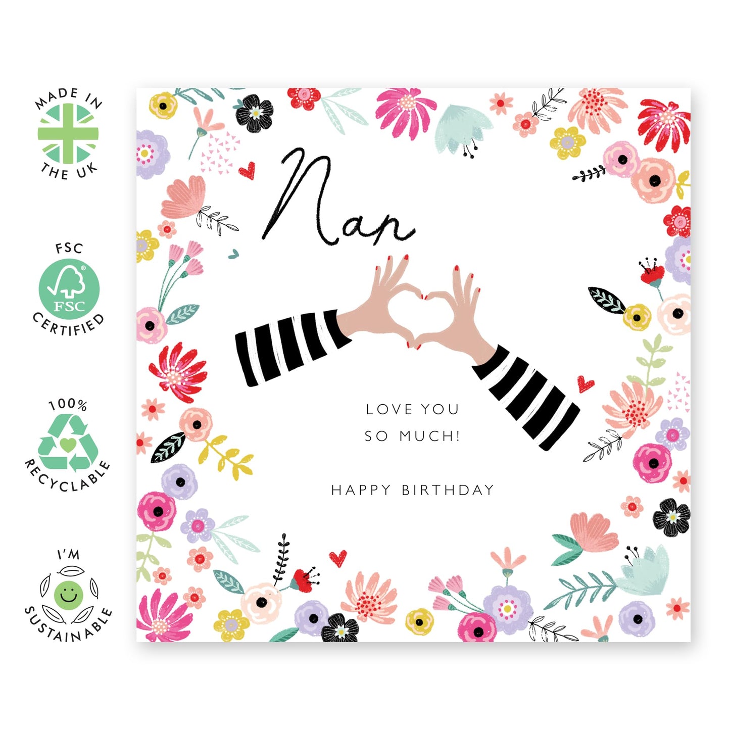 Grandma Birthday Card Floral - Heartfelt Greeting Cards For Women - Nan Birthday Card - Granny Greeting Cards Flowers - Grandmother Nanny Gifts For Her - Comes With Fun Stickers By Central 23