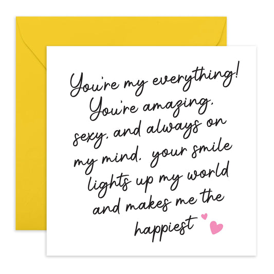 Anniversary Card For Couple - You're My Everything - Valentines Day Card Girlfriend Boyfriend - Greeting Cards For Fiance - Husband Wife - Comes With Fun Stickers By Central 23