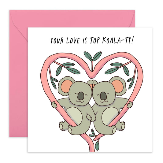 Greeting Card - 'KOALA-TY LOVE' - Perfect for Showing Affection with a Lovely Koala Design - Ideal for Girlfriend, Boyfriend, Husband, Wife, or Anyone Special - Comes with Stickers by Central 23