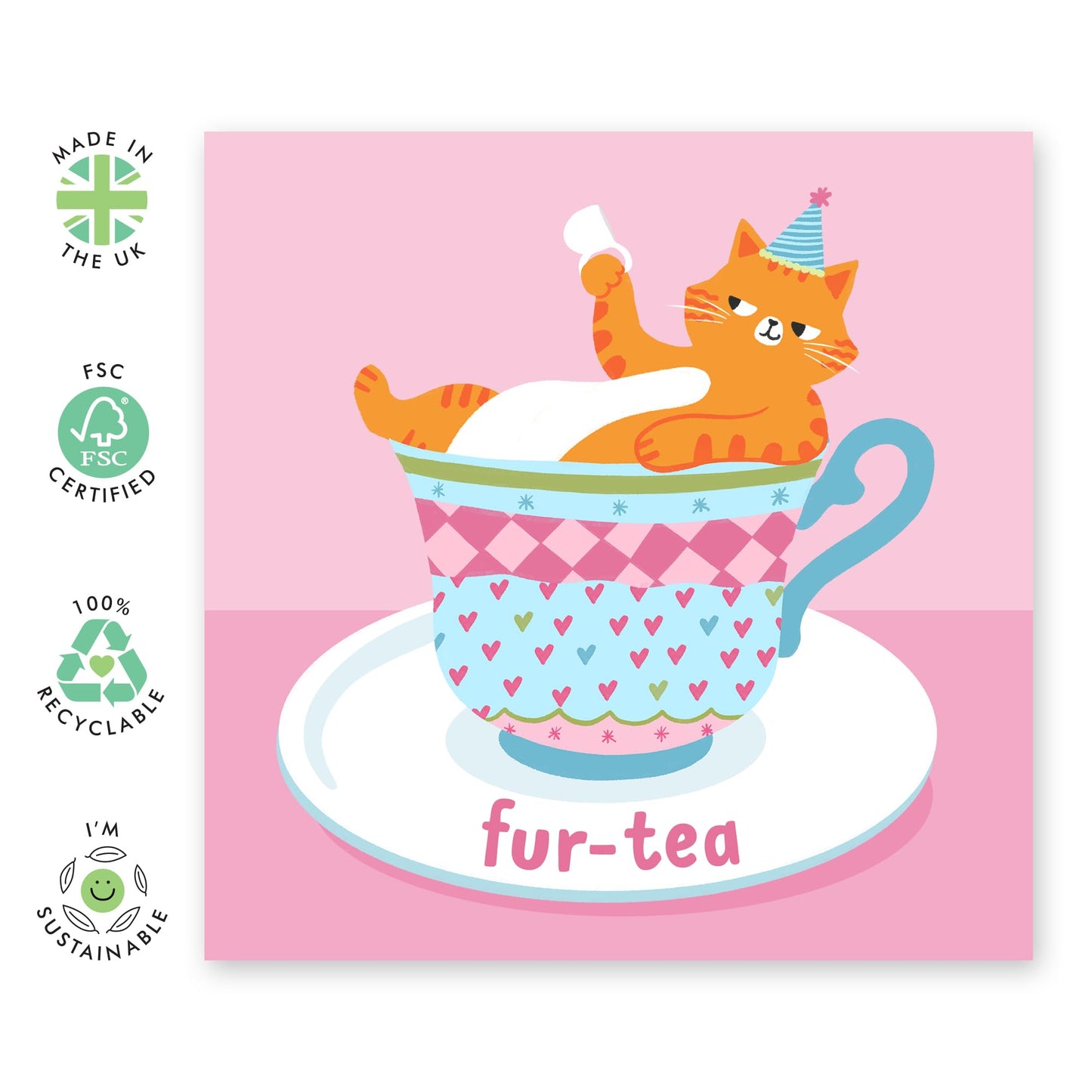 30th Birthday Card For Women - Fur Tea Thirty Birthday Cat Tea Cup - Wife Mum Mummy - Sister - Birthday Card - Birthday Gifts For Cat Lovers - Happy Thirtieth Birthday Greeting Card Female Friends