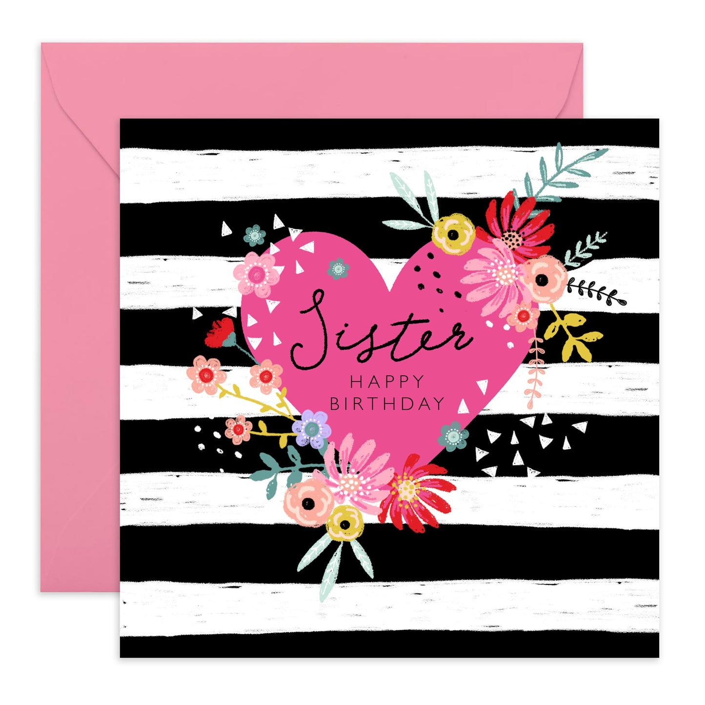Sister Birthday Card For Women - Sweet Heartfelt Gifts For Her - Elegant Greeting Cards Female Siblings - Fabulous Floral Cards And Envelopes - Comes With Fun Stickers By Central 23