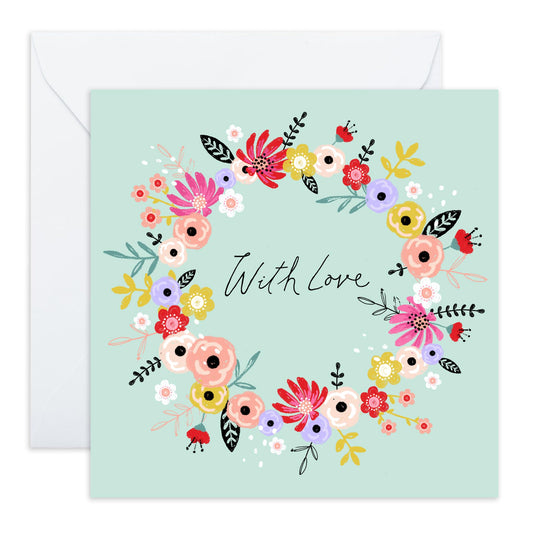 Love Cards For Her - With Love Florals - Mothers Day Card From Son Daughter - Wife Anniversary Card - Valentines Card Girlfriend - Birthday Card For Women - Comes With Stickers By Central 23