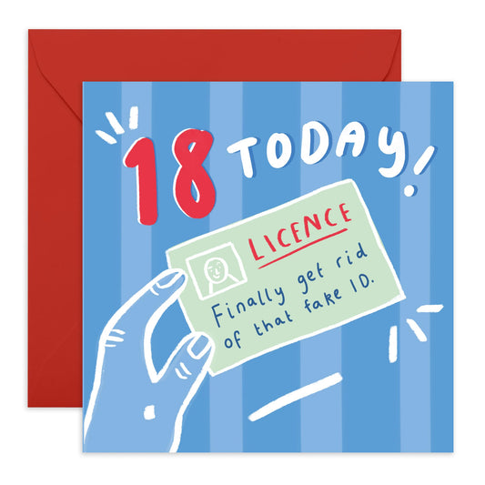 Birthday Greeting Card - '18 TODAY ID' - Perfect for Celebrating the Big 1-8 with a Fun Design - Ideal for Adding a Touch of Joy and Excitement to an 18th Birthday - Comes With Stickers By Central 23