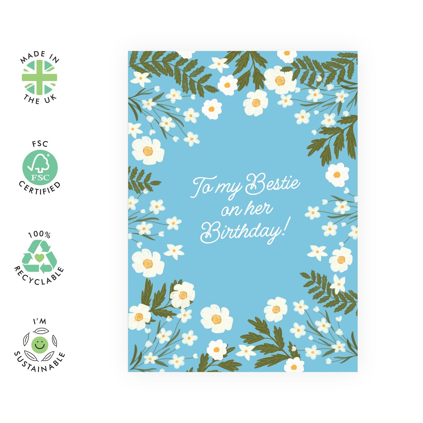 Best Friend Birthday Card - To My Bestie On Her Birthday - Bestie Birthday Cards For Women - Friendship Gifts For Him Her BFF Bestfriend - Comes With Fun Stickers By Central 23