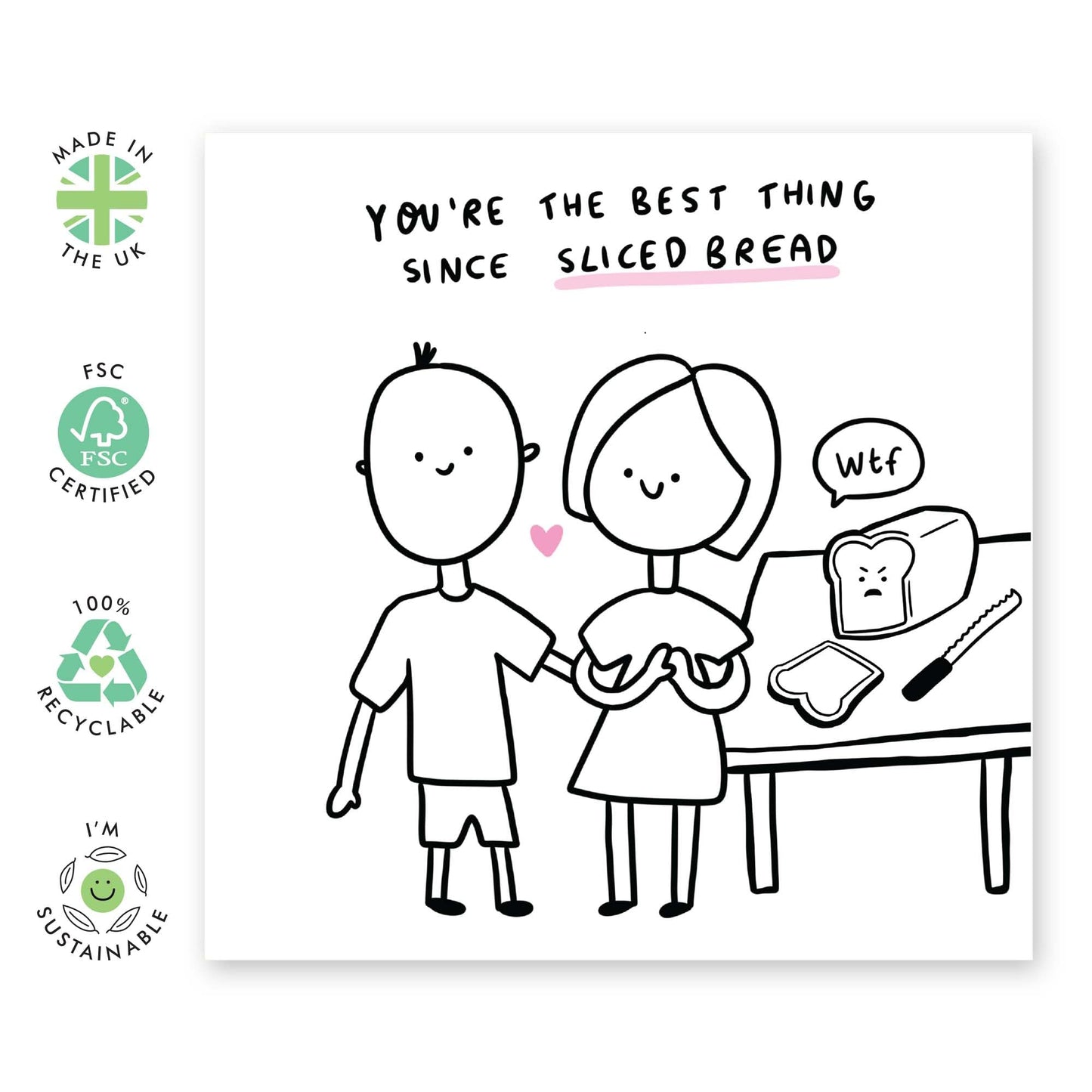 Funny Anniversary Card For Boyfriend Girlfriend - Best Thing Since Sliced Bread - Humorous Wedding Anniversary Card For Husband Wife Couple - Valentine Cards - Comes With Stickers - By Central 23