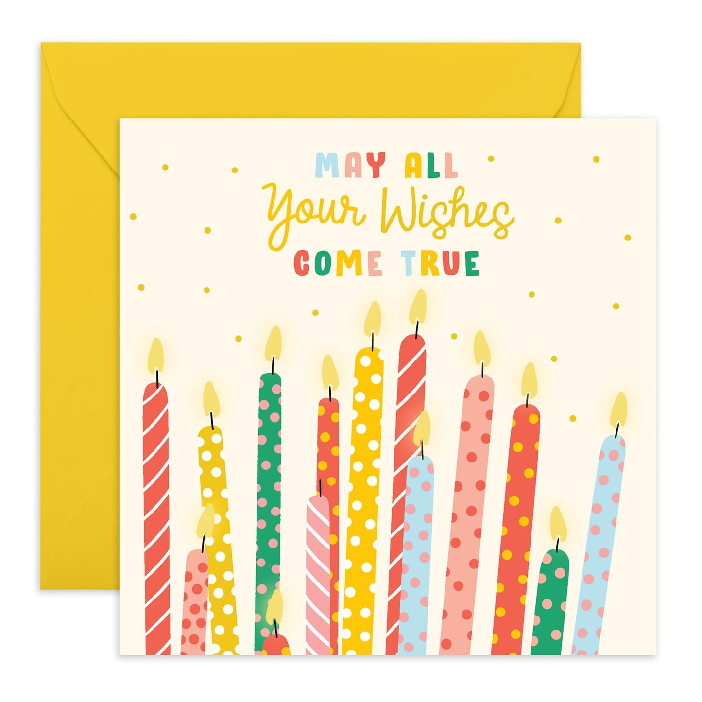 Happy Birthday Card - May All Your Wishes Come True - Candles - Cute Greeting Cards For Son Daughter Nephew Niece - Granddaughter Birthday Card For Girls And Boys - Comes With Stickers By Central