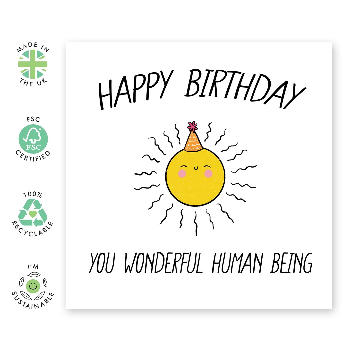 Happy Birthday Card For Him Her - Wonderful Human Being - Sweet Birthday Cards For Men Women - Gifts For Mum Or Dad - Best Friend - Comes With Stickers - By Central 23