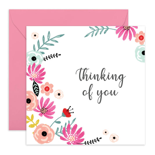 Thinking Of You Card - Floral - Heartfelt Sympathy Cards Loss Of Mum Dad Husband - Condolence, Sorry For Your Loss, Memorial Gift For Family And Friends - Comes With Stickers - By Central 23