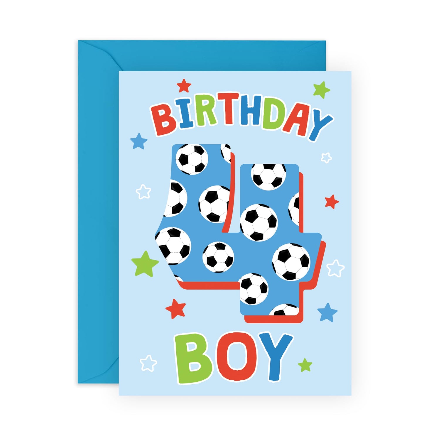 4th Birthday Card Boy - Football Milestone Birthday Card Age Four - Kids Birthday Cards Fourth Bday - Gifts For Him Son Nephew Grandson - Comes With Stickers By Central 23