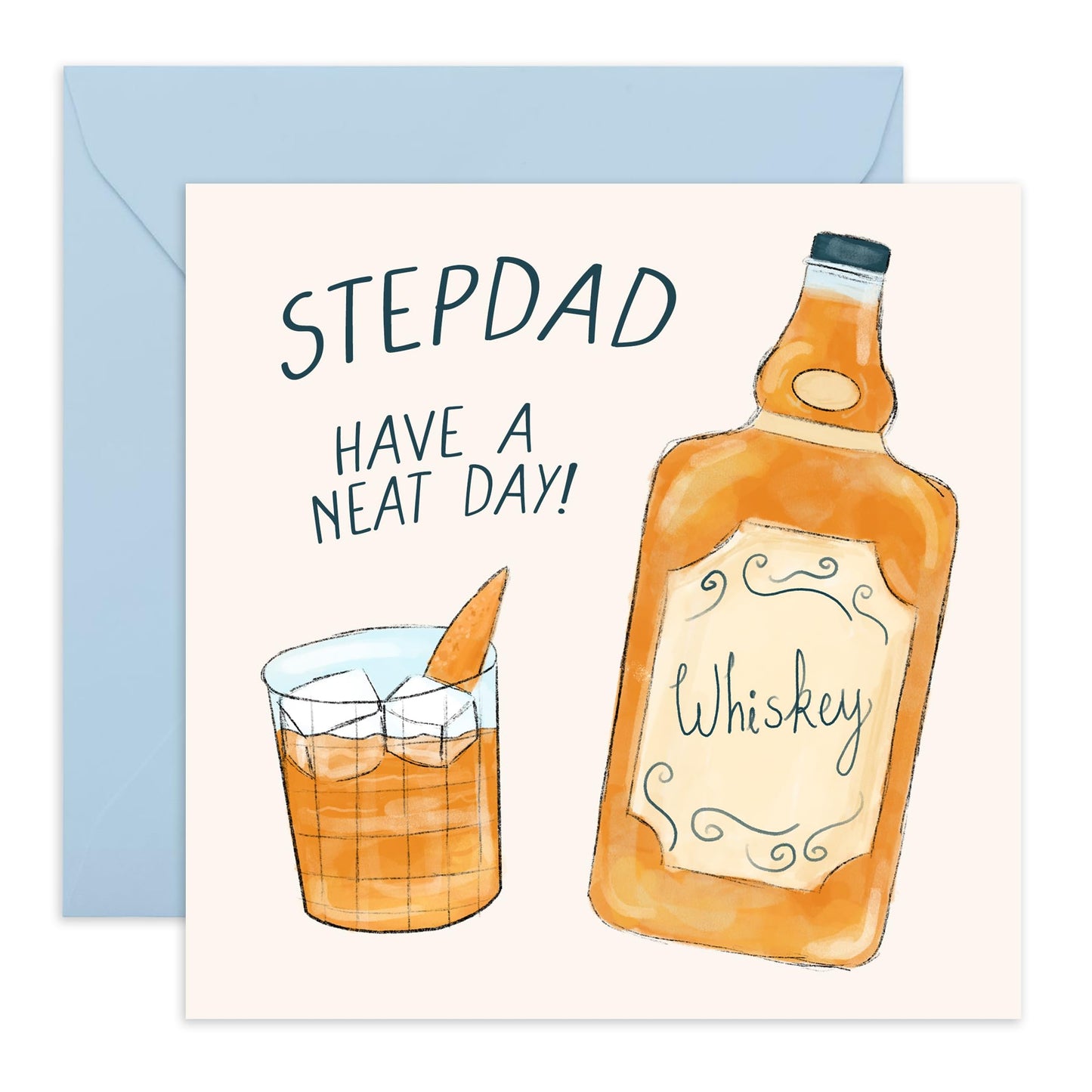 Step Dad Fathers Day Card - Whiskey Greeting Cards For Men - Have A Neat Day! - Step-father Birthday Card, Retirement Card - Gifts For Him Pop Papa Daddy - Comes With Fun Stickers By Central 23