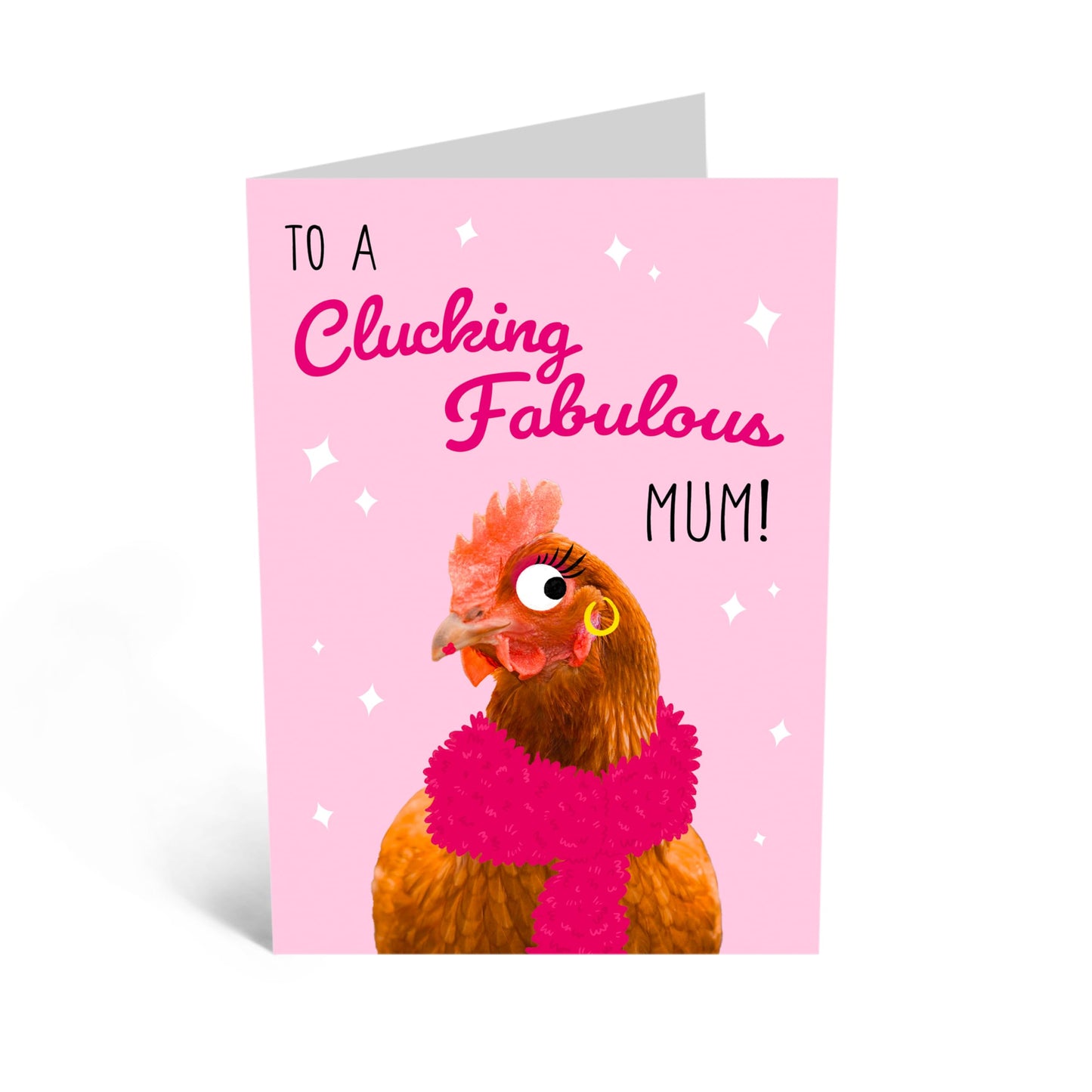 Fab Birthday Card for Mother - 'Fabulous Chicken Mum' - Gifts for Her, Women, Mama, Mummy - Earings & Scarf - Comes with Fun Stickers