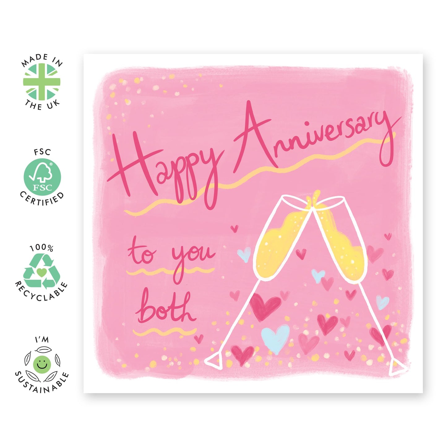 Anniversary Card For Couple - Happy Anniversary To You Both! Champagne Cheers! - Wedding Anniversary Card For Son And Daughter In Law - Gifts For Friends Mom Dad - Comes With Stickers By Central 23