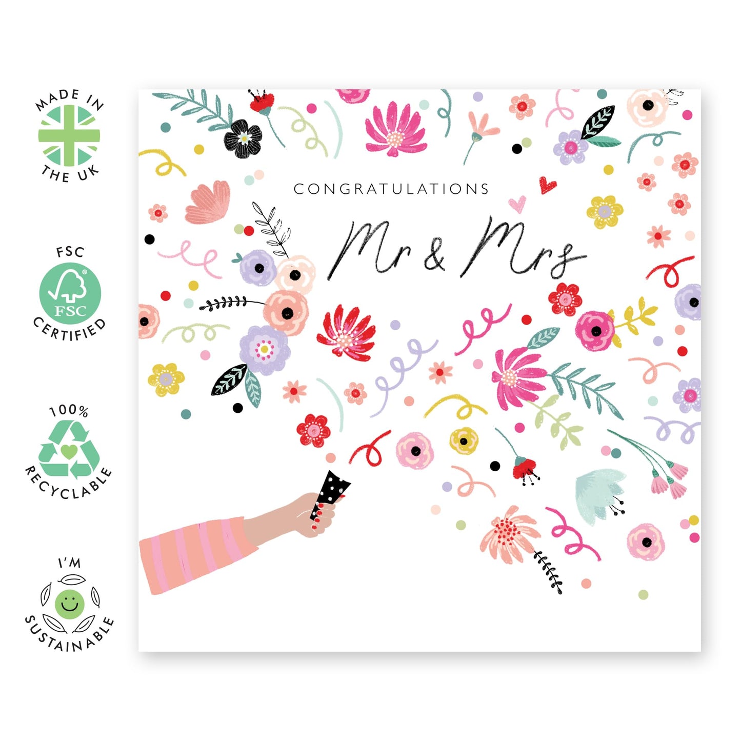 Wedding Cards For Bride And Groom - Mr And Mrs Confetti - Newly Weds Card - Congratulations Card For Men Women Son Daughter In Law - Best Wishes Gift For Him Her - Comes With Stickers By Central 23