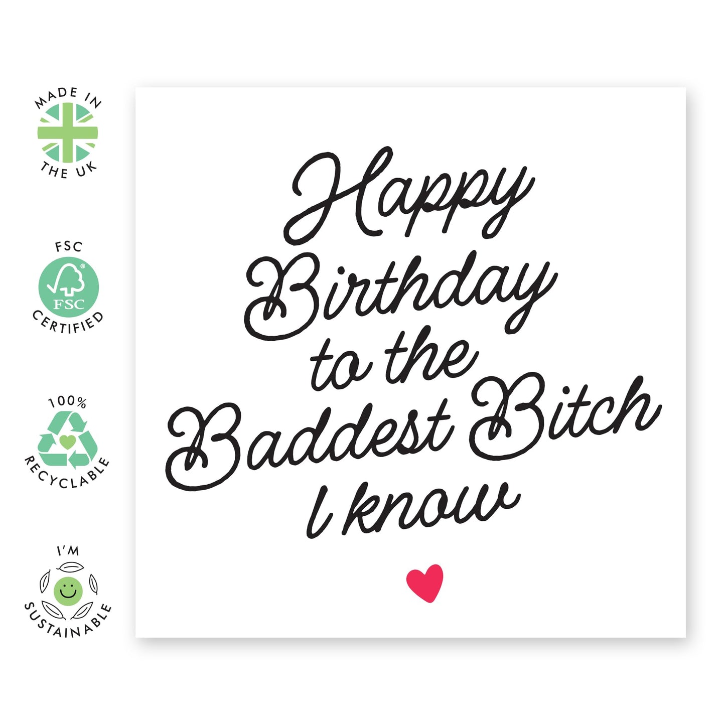 Best Friend Birthday Card - To The Baddest Bitch I Know Rainbow - Wife Birthday Card - Gifts For Her Women Mum Daughter Aunt Nan - Comes With Fun Stickers By Central 23