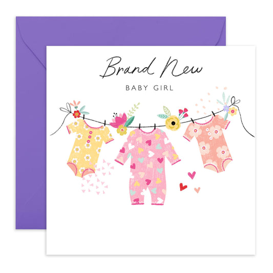New Baby Girl Card - Congratulations Card For Parents Newborn Baby Daughter - Mum To Be Card Baby Shower Gifts - Comes With Stickers And Envelope - By Central 23