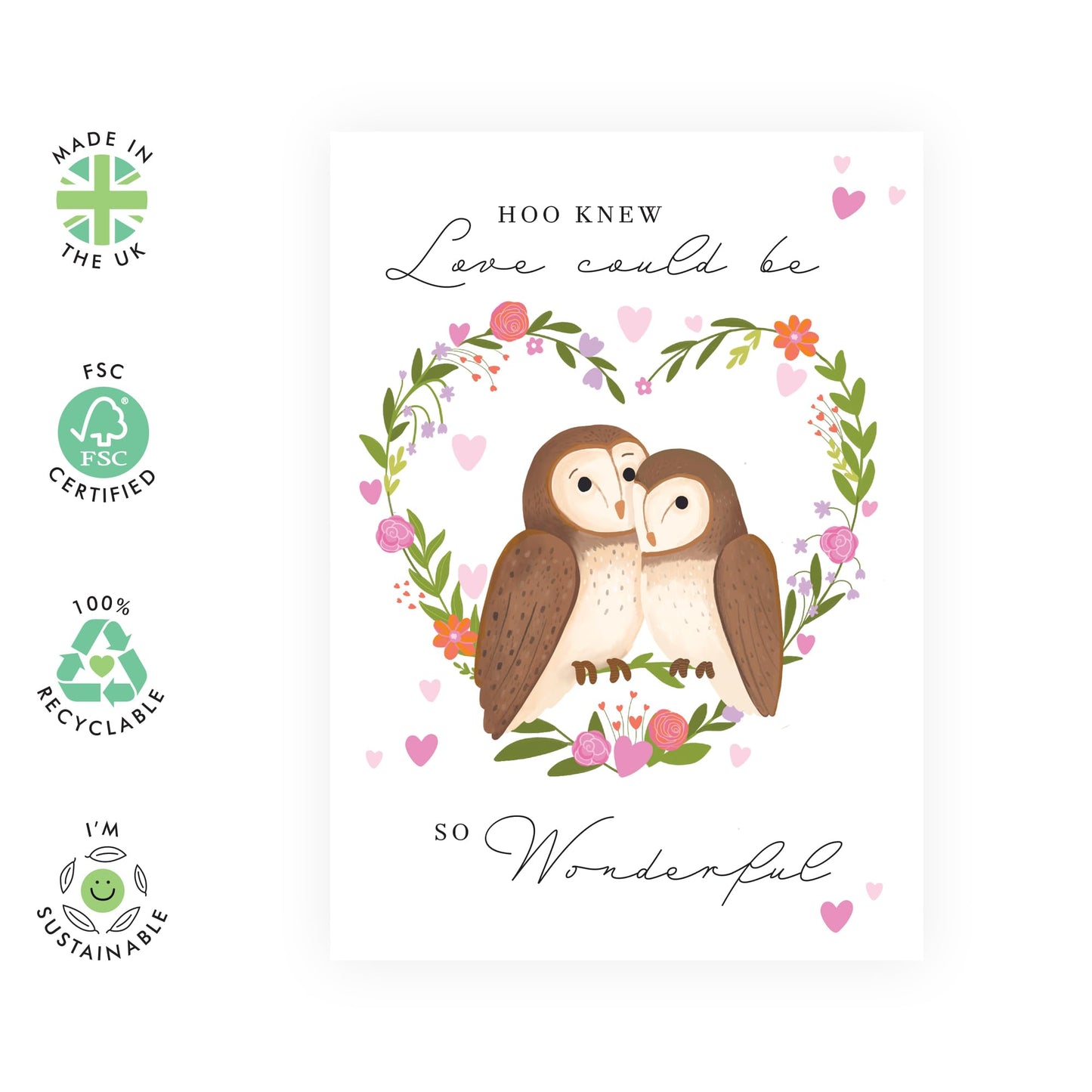 Heartfelt Greeting Card - 'HOO KNEW LOVE COULD BE THIS WONDERFUL' - Ideal for Expressing Deep Affection & Love - Perfect for Romantic Occasions and Celebrating Love - Comes with Stickers by Central 23