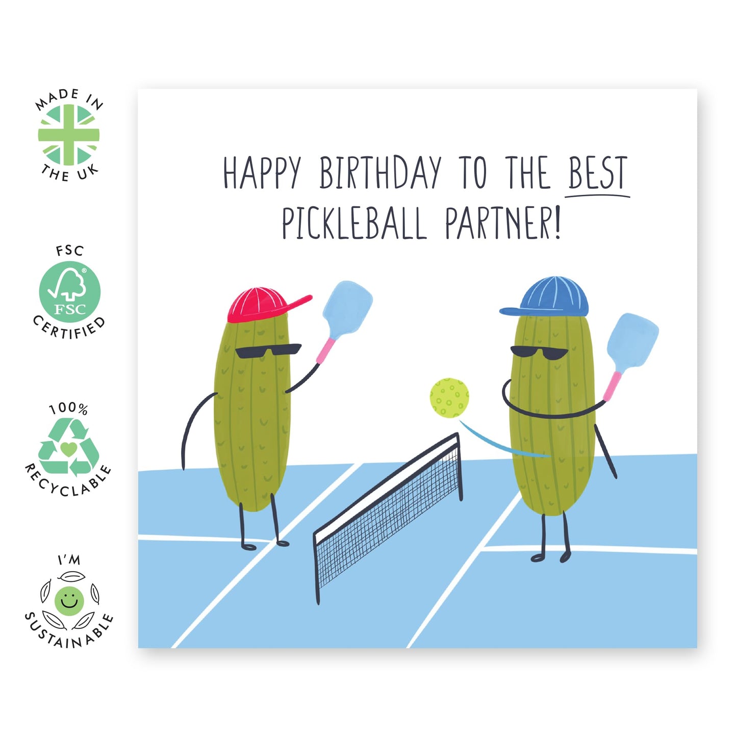 Funny Birthday Cards For Men Women - Birthday Pickleball Partner - Dad Mum Birthday Card - Sarcasm Humour Greeting Card - Funny Cards For Friends - Comes With Stickers By Central 23