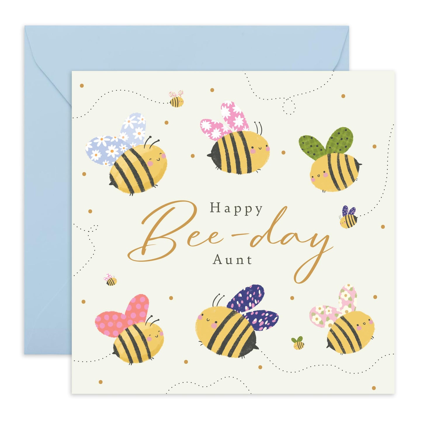 Honeybee Birthday Card - 'Hap-Bee Birthday Aunt' - Gifts for Auntie, Relatives, Family, Her from Niece or Nephew - Buzzing Day - Comes with Fun Stickers