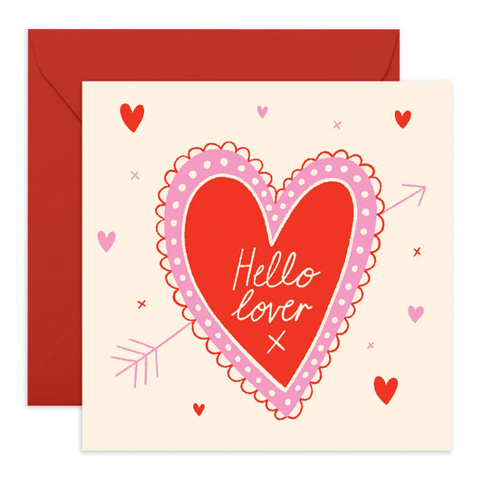Anniversary Card For Couple - Hello Lover - Valentines Day Card Girlfriend Boyfriend - Greeting Cards For Fiance - Husband Wife - Comes With Fun Stickers By Central 23