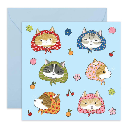 Happy Birthday Mum From The Cat - Cats Wearing Headscarf - Funny Birthday Cards For Women Sister Niece Girlfriend Wife - Greeting Cards For Cat Ladies - Comes With Stickers - By Central 23