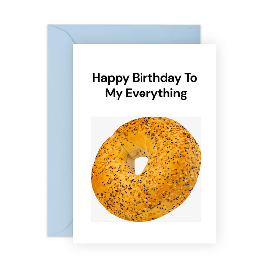 Wife Birthday Card - My Everything Bagel - Sweet Birthday Cards For Boyfriend Girlfriend Husband - For Daughter Or Son - Romantic Gifts For Him Her - Comes With Stickers - By Central 23