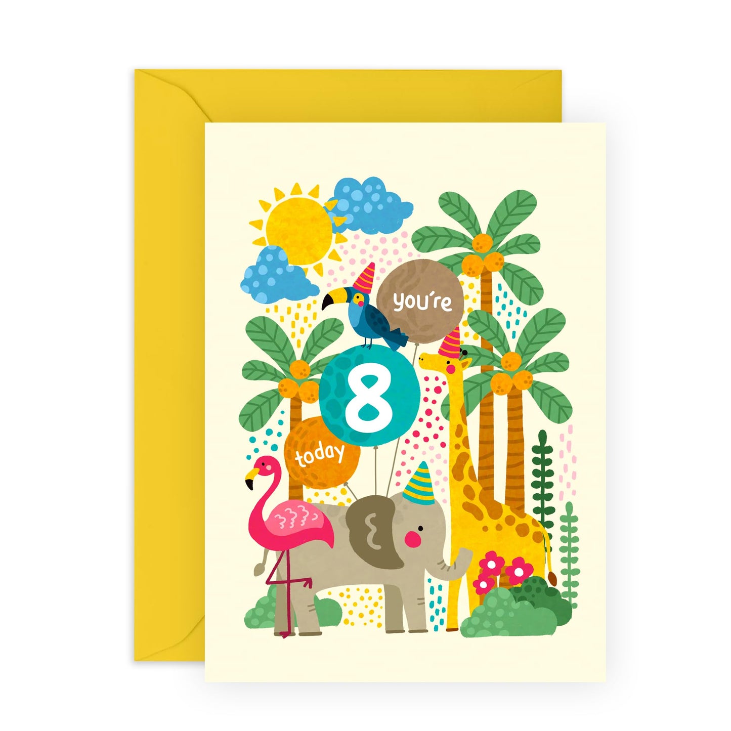 Central 23 8th Birthday Card Boy Girl Toddler - Wild Animals Age 8 - Milestone Birthday Card - Happy Birthday Card Age Eight - Gifts Grandson Goddaughter Kids - From Mum Dad - Comes With Stickers