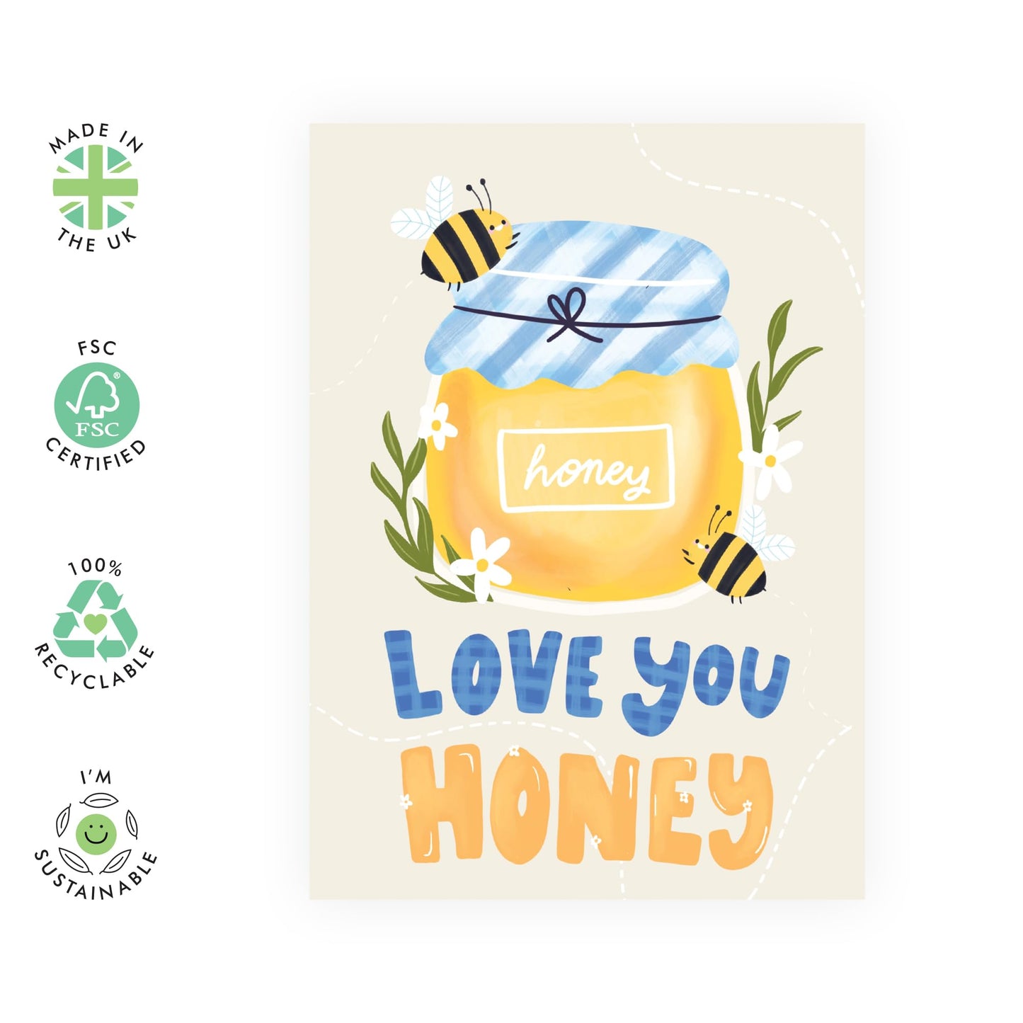 Wife Anniversary Card From Husband - Love You Honey - I Love You Cards For Her Him - Sweet Boyfriend Birthday Cards - Gifts For Daughter Partner Girlfriend - Comes With Stickers By Central 23